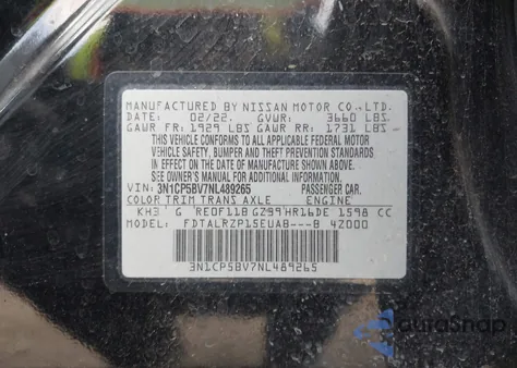 2022 Nissan Kicks S Xtronic Cvt из США, поврежденный, VIN 3N1CP5BV7NL489265